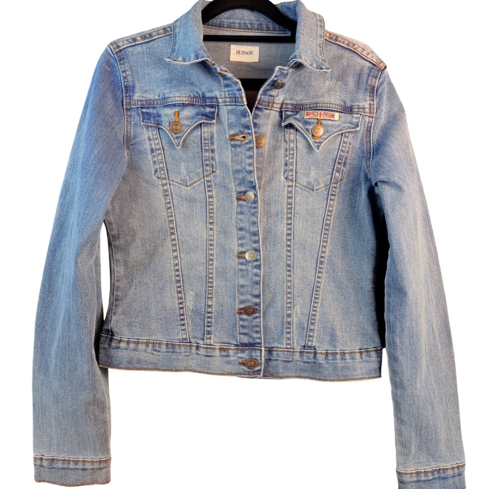 Hudson Kids Blue Denim Trucker Jacket Light Wash Size XL Kids